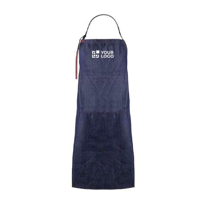 Delantal hecho de algodón denim con detalles en PU 190 g/m2