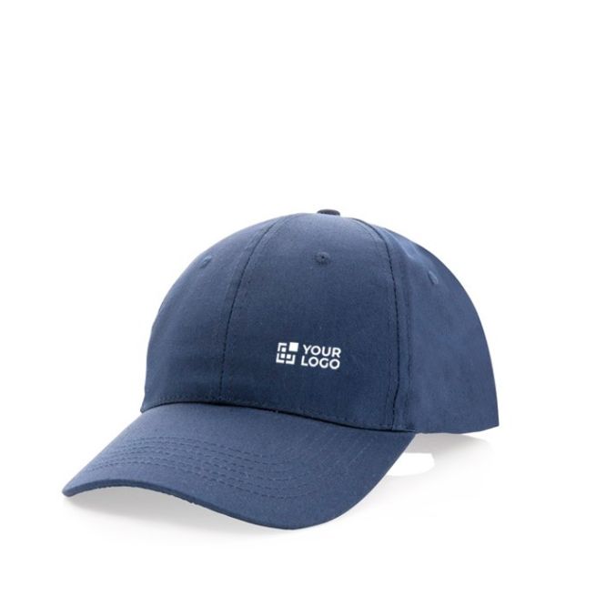 Gorra de algodón reciclado 6 paneles con cierre de velcro 190 g/m2