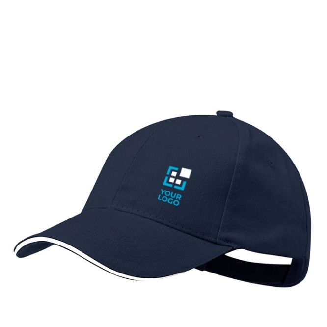 Gorra de algodón peinado de 6 paneles con detalle en la visera