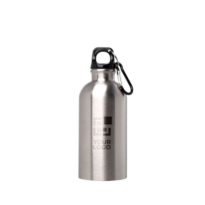 Botella de acero inoxidable reciclado con mosquetón 400ml vista principal