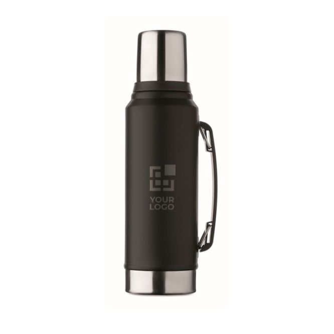 Termo de acero inoxidable reciclado con 1 vaso y asa lateral 1L