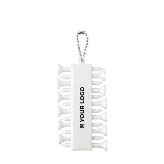 Set de 12 tees de golf de plástico reciclado con cordón metálico