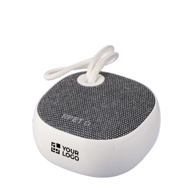 Altavoz inalámbrico con tela RPET en la parte superior y cordón 3W