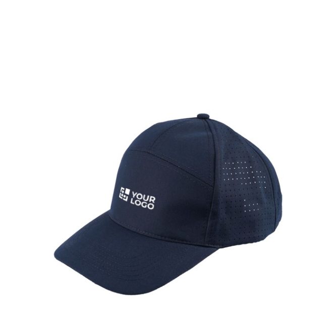 Gorra de poliéster con orificios en parte trasera para ventilación