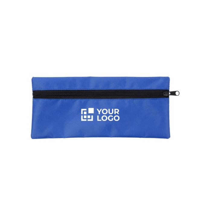 Clásico estuche escolar rectangular de poliéster con cremallera negra