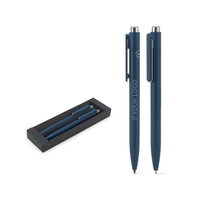 Set de bolígrafos en aluminio reciclado sin tinta y tinta azul