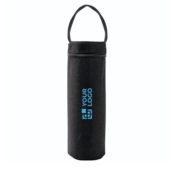 Funda térmica negra para botella con asa de transporte