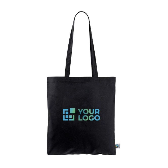 Bolsa de algodón Fairtrade de asas largas y capacidad de 6kg 140 g/m2 color negro vista principal