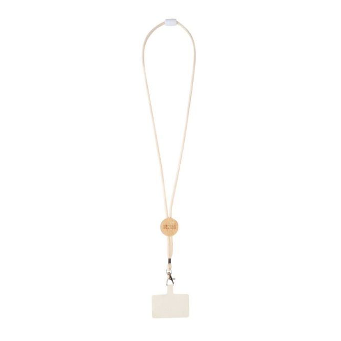 Lanyard para teléfono con detalle de bambú ecológico en el centro