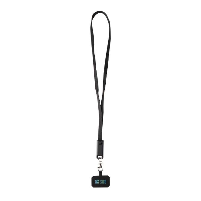 Lanyard para móvil de plástico reciclado con cable de carga 5 en 1 65W