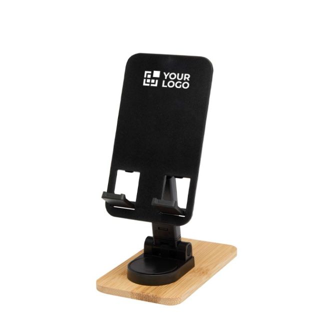 Soporte plegable para móvil para escritorio con base de bambú