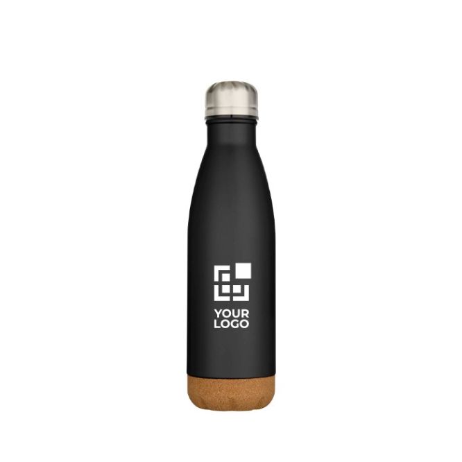 Botella de acero inoxidable de doble pared con base de corcho 500ml