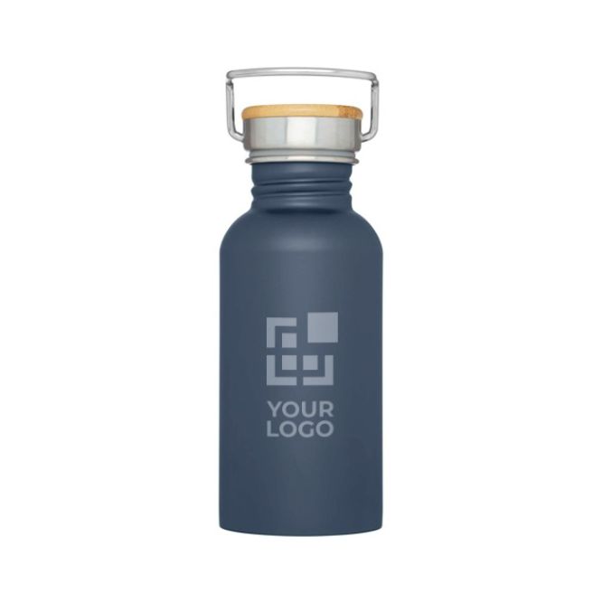 Botella de acero inoxidable de pared simple y tapa con bambú 550ml