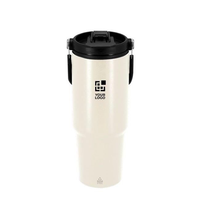 Botella de acero inox reciclado con asa de transporte a juego 900ml