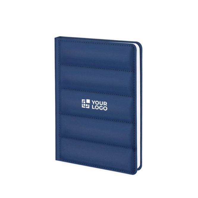 Libreta con tapa de cuero sintético acolchada y hojas a rayas A5