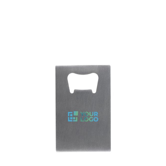 Abrebotellas hecho de acero inoxidable en forma de tarjeta de crédito plateado