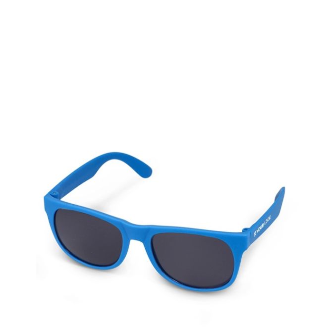Gafas de sol en varios colores con logotipo de empresas con un lente negro UV400