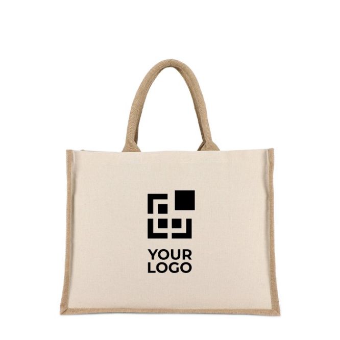 Bolsa de algodón con laterales y fondo de yute 320 g/m2