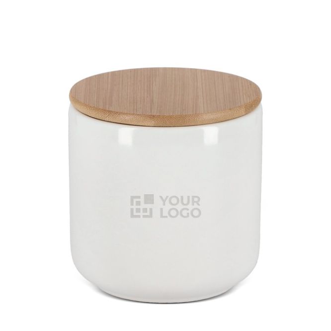 Bote de cerámica ideal para guardar alimentos con tapa de bambú 550ml