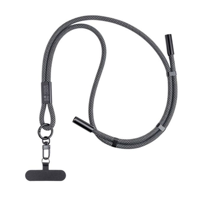 Lanyard de plástico y nailon con carga y presillas ajustables para móvil