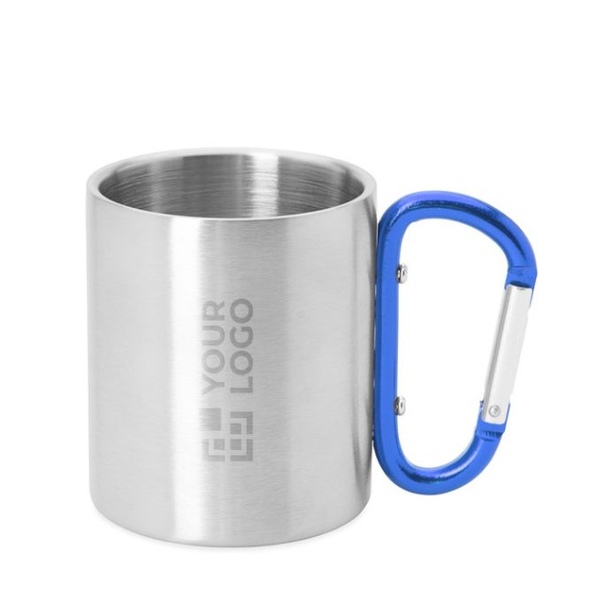 Taza metálica de doble pared con asa mosquetón de colores 230ml