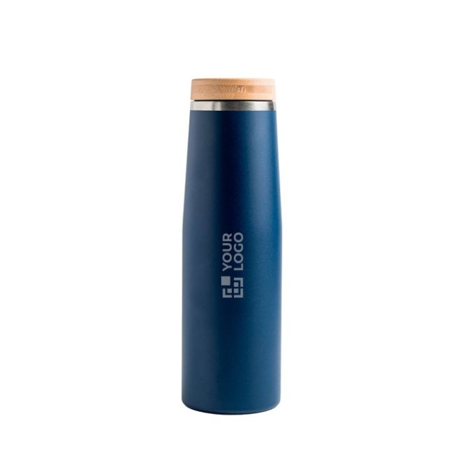 Botella térmica de acero inoxidable con tapa de bambú natural 550ml