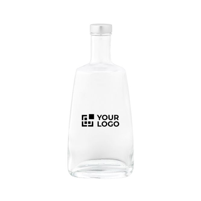 Botella de vidrio fabricada en UE con tapa plateada antigoteo 700ml