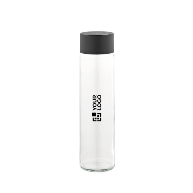 Botella cilíndrica de vidrio con tapa de rosca antigoteo 520ml