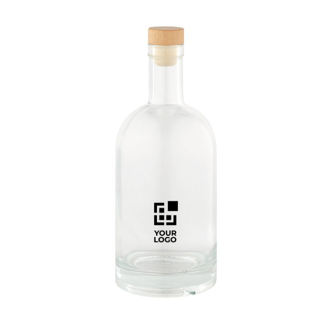 Botella con cuerpo de cristal con tapa de madera hermética 780ml
