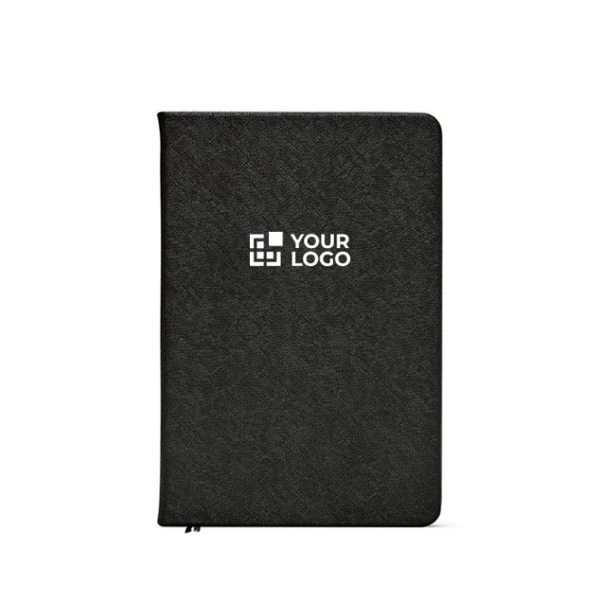 Cuaderno de tapa dura en piel sintética reciclada con dos bolsillos A5