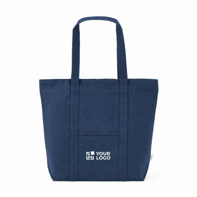 Bolsa de la compra de algodón reciclado con cremallera 360 g/m2