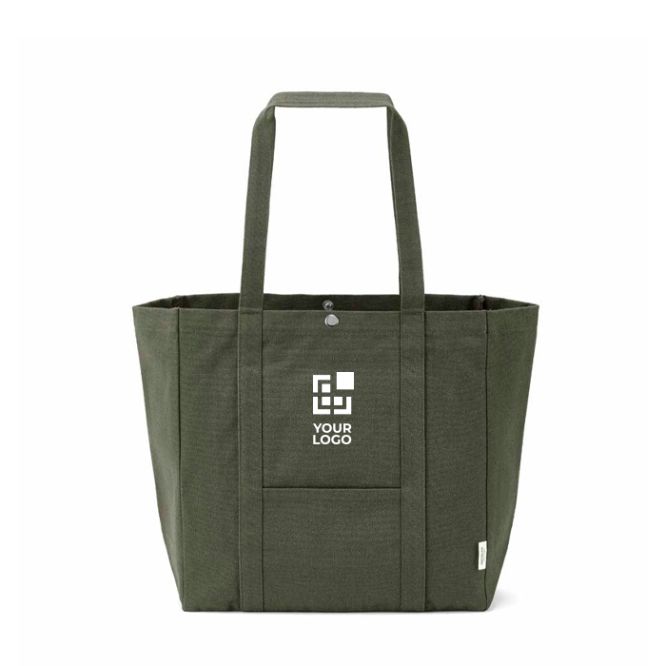 Bolsa de compra de algodón reciclado con cierre a presión 360 g/m2