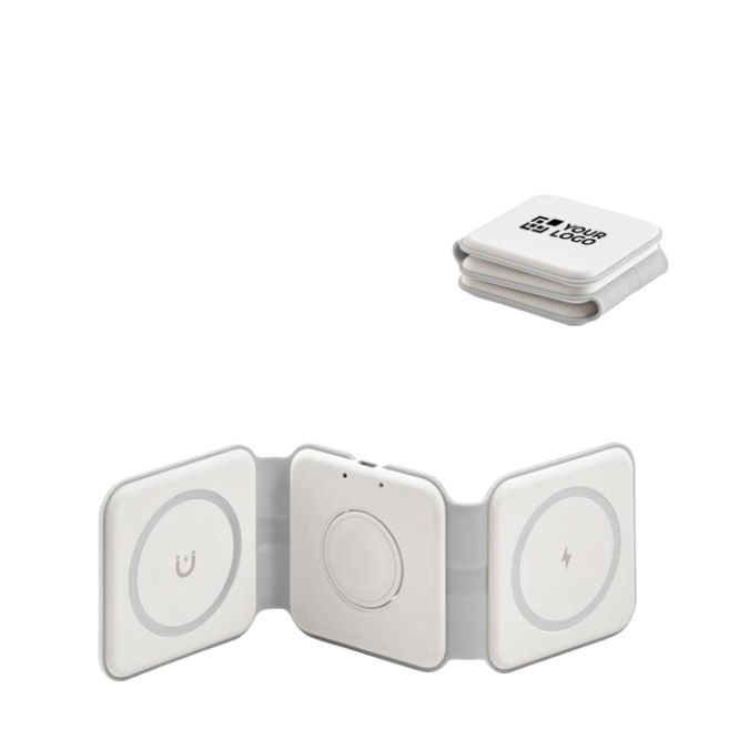Cargador inalámbrico 3 en 1 con USB-C y carga rápida magnética 15W