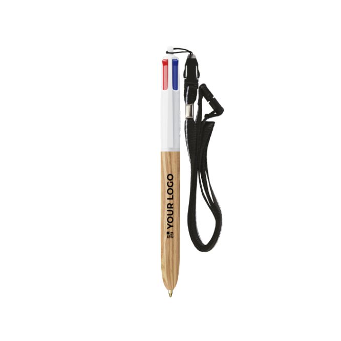 Bolígrafo de plástico efecto madera con tinta de 4 colores BIC®