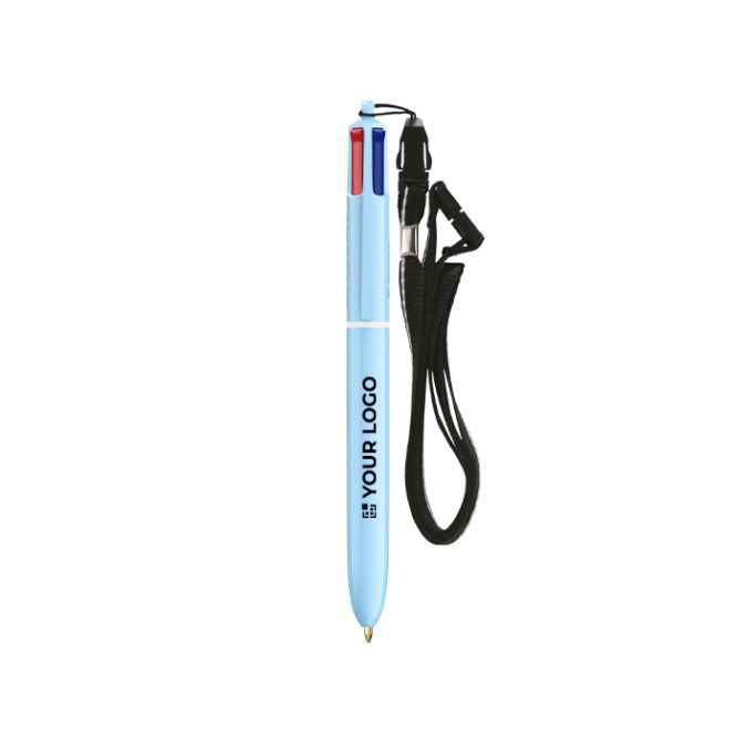 Bolígrafo de plástico tonos pastel con cinta y tinta de 4 colores BIC®