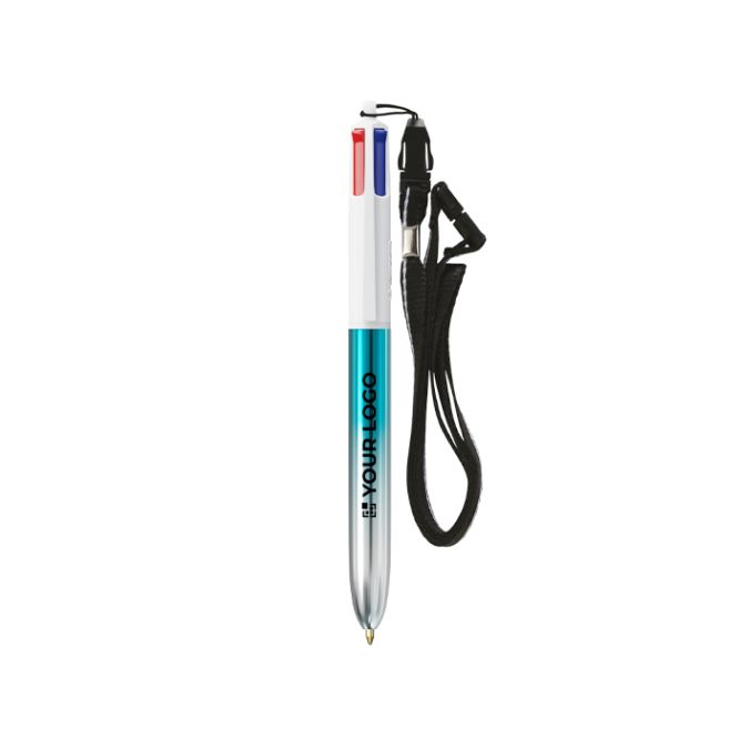 Bolígrafo de plástico bicolor metalizado y tinta de 4 colores BIC®
