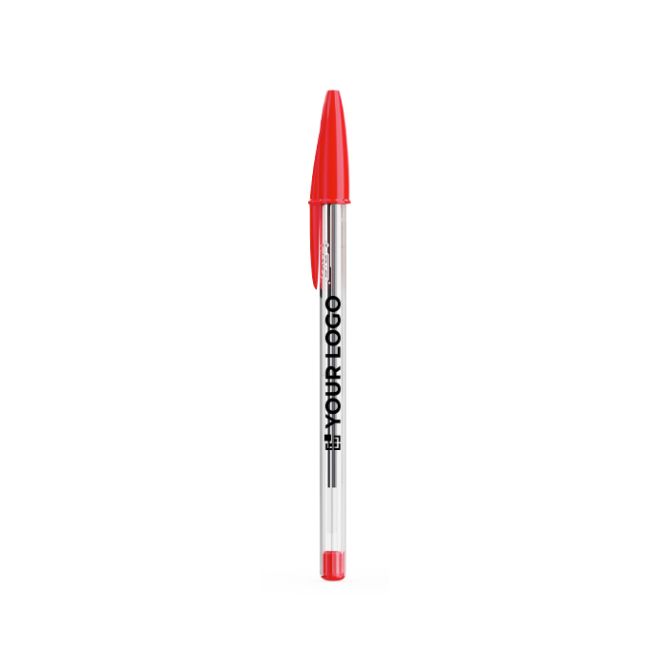Bolígrafo de plástico transparente clásico con tinta roja BIC® Cristal®