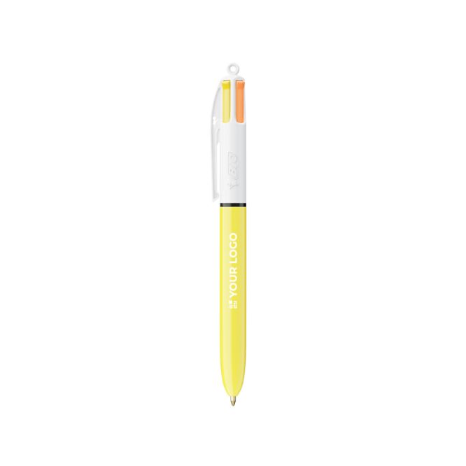 Bolígrafo de plástico con cuerpo amarillo y tinta de 4 colores Sun BIC®