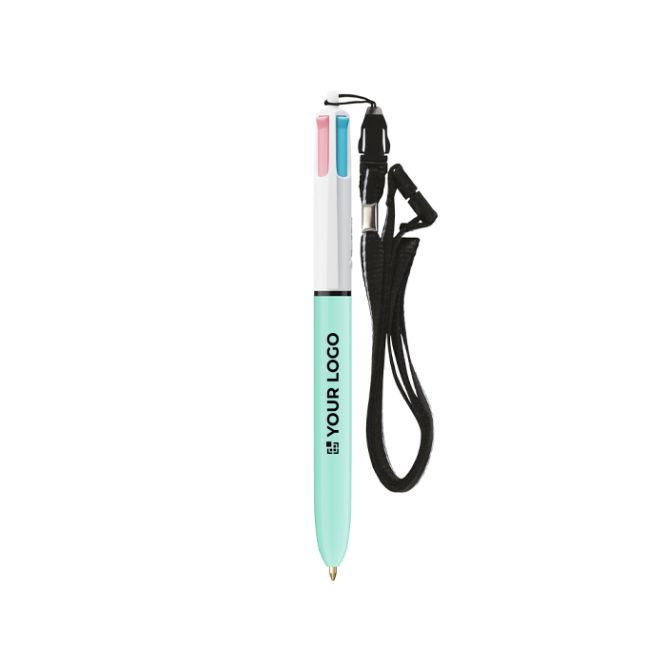 Bolígrafo de plástico con cinta para colgar y tinta de 4 colores BIC®