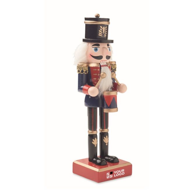 Colgate navideño de madera en forma del clásico Cascanueces grande color azul vista de impresión
