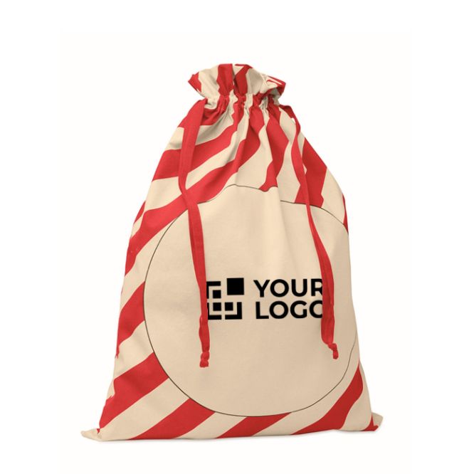 Bolsa de regalo navideña con cierre de cuerdas grande 50x70cm color rojo vista de impresión