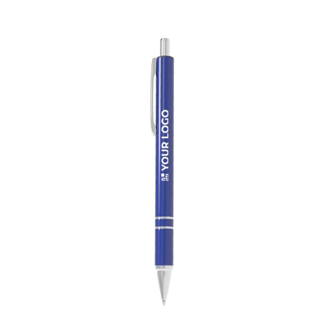 Bolígrafo de aluminio personalizable con diseño moderno y tinta azul