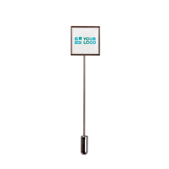 Pin de solapa metálico cuadrado para congresos y eventos corporativos
