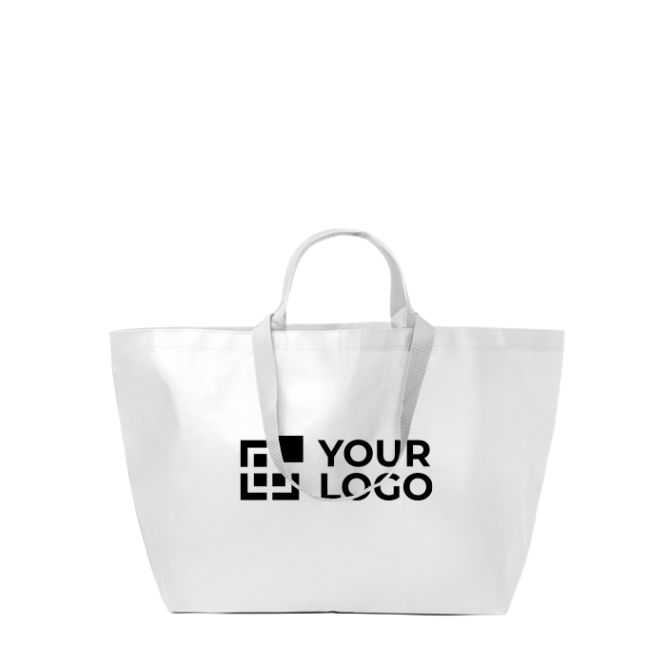 Bolsa reutilizable con fuelle y asas reforzadas de plástico woven