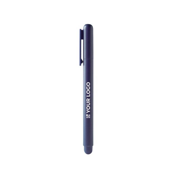 Bolígrafo roller de plástico con tapa y clip a juego tinta azul