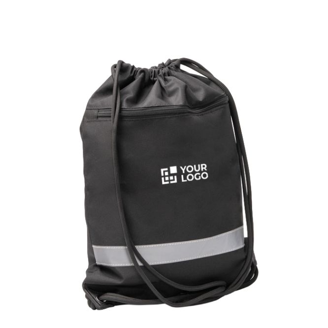 Mochila ecológica de cuerdas ajustables con bolsillo de cremallera
