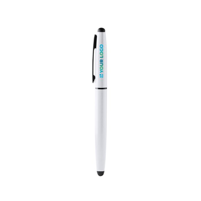 Bolígrafo roller de aluminio reciclado con puntero táctil tinta azul