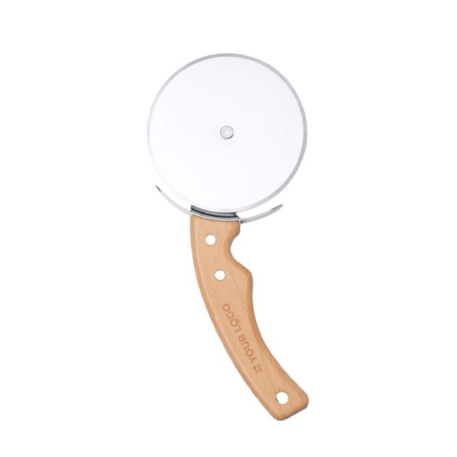 Cortador de pizza con mango ergonómico de madera y cortador de acero
