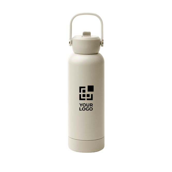 Botella de acero inox reciclado de doble pared con asa y pajita 730ml