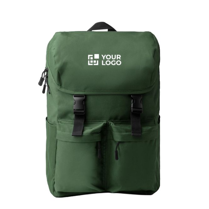 Mochila de poliéster reciclado con solapa con hebillas 15